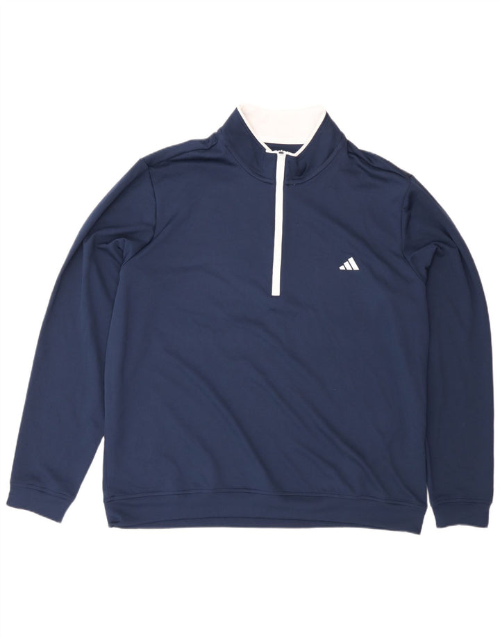 Adidas Hombre Zip Neck Sudadera Jumper XL Azul Marino Poliéster