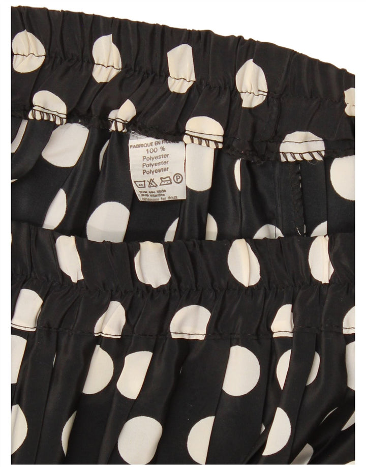 VINTAGE Falda plisada para mujer W26 Poliéster de lunares negros pequeños