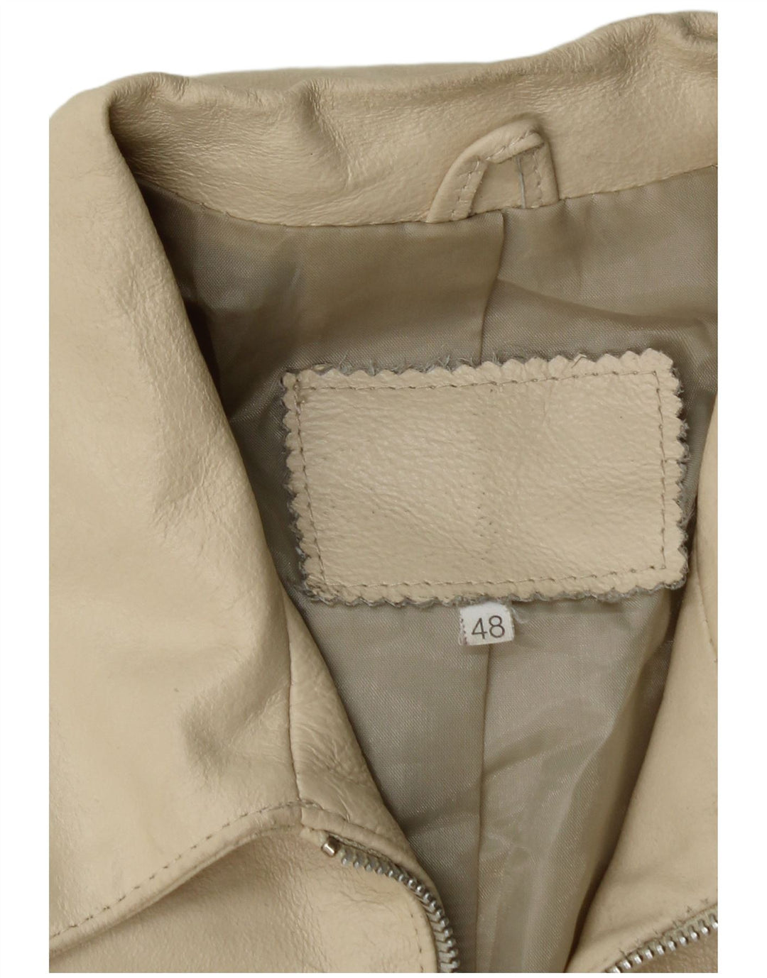 Chaqueta de cuero vintage para mujer IT 48 XL Cuero beige