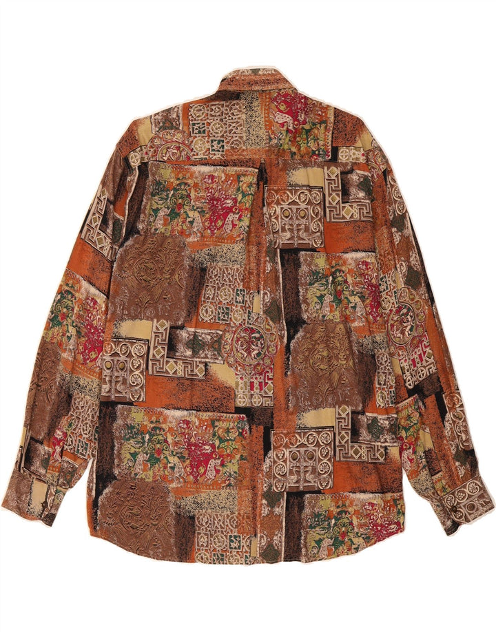 MAC FASHION Mens Abstract Pattern Shirt Medium Brown Viscose Vintage Mac Fashion and Second-Hand Mac Fashion from Messina Hembry 