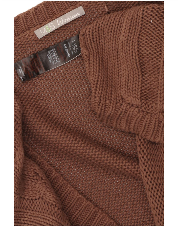 Marks & Spencer Suéter tipo cárdigan de manga 3/4 para mujer UK 44 Marrón medio