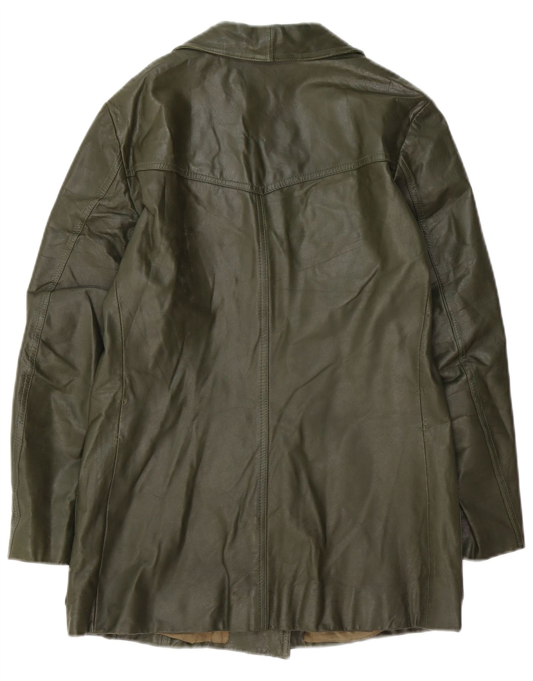 VINTAGE Chaqueta de cuero para mujer Reino Unido 14 Cuero verde medio