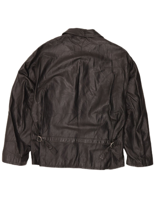 VINTAGE Chaqueta de cuero para hombre IT 50 Cuero negro grande