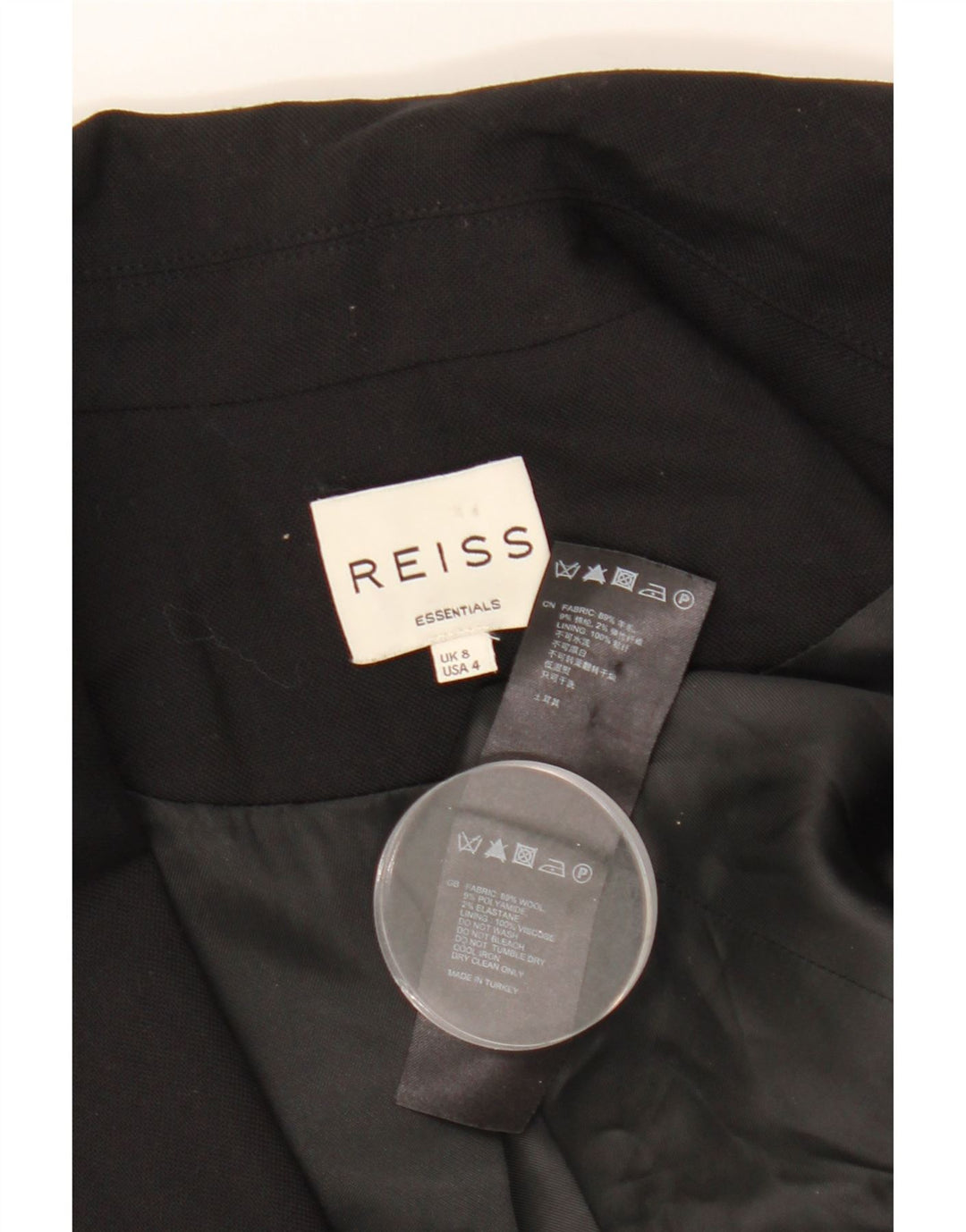 REISS Chaqueta tipo blazer de 1 botón para mujer UK 8 Small Lana negra