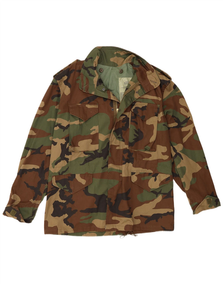 Vintage hombres chaqueta militar Reino Unido 38 medio caqui camuflaje poliéster