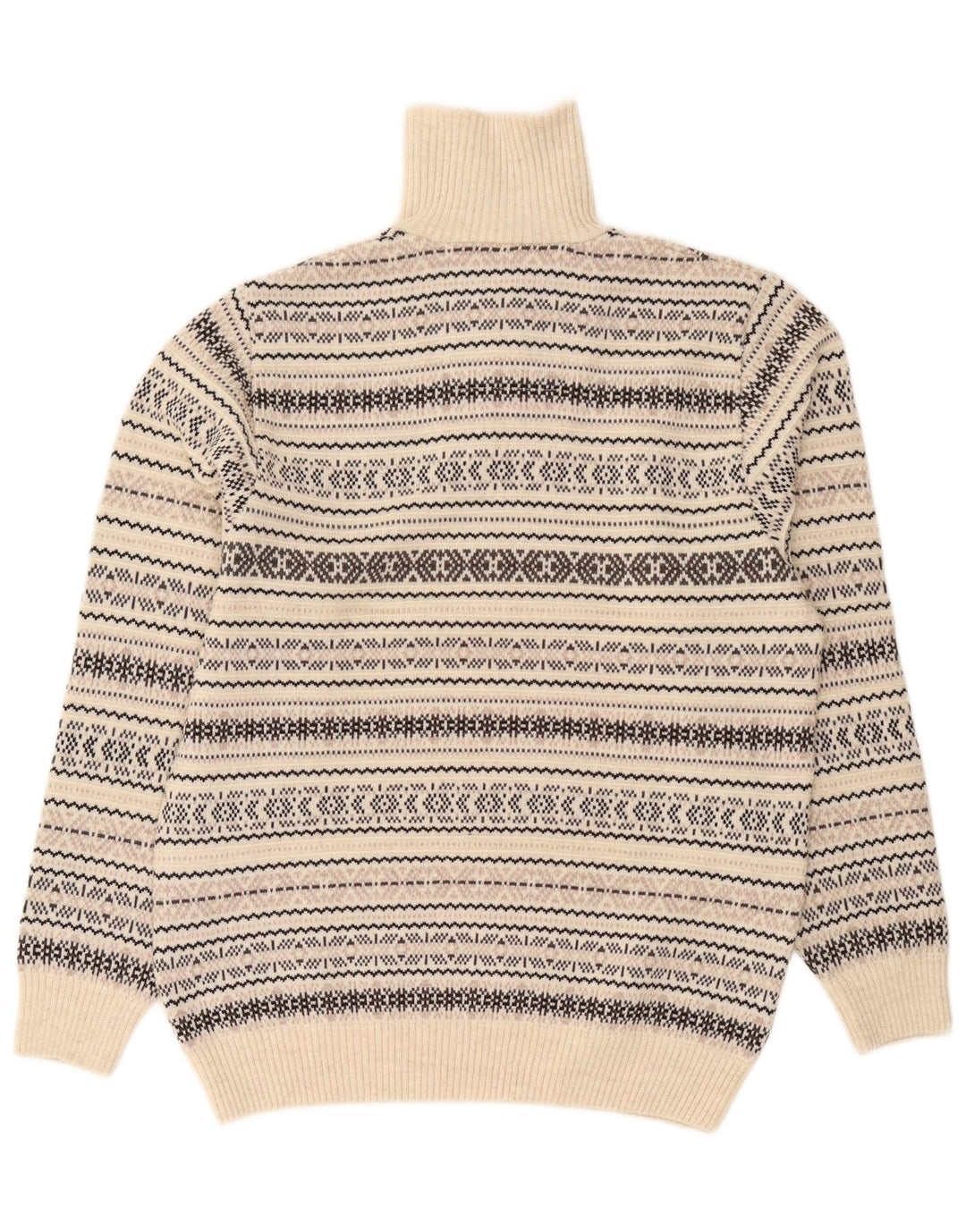 Jim Spencer Suéter tipo jersey con cuello y cremallera para hombre Lana Fair Isle beige medio