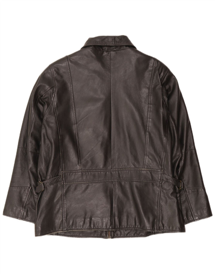 Vintage mujer chaqueta de cuero Reino Unido 18 XL cuero negro