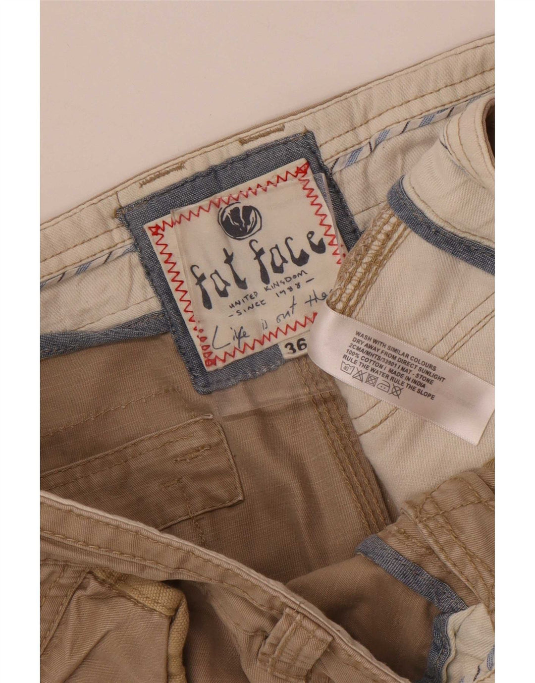 Pantalones cortos cargo para hombre Fat Face W36 Algodón beige grande