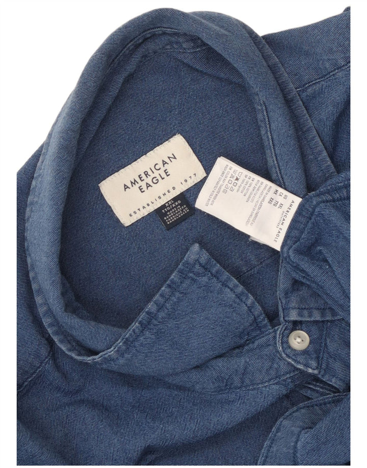 Camisa American Eagle Hombre 2XL Algodón Azul