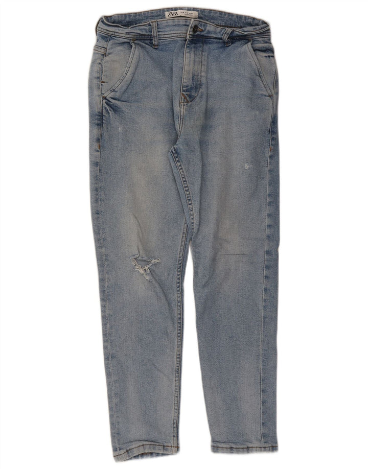 ZARA Vaqueros cónicos para hombre EU 38 Small W30 L26 Azul