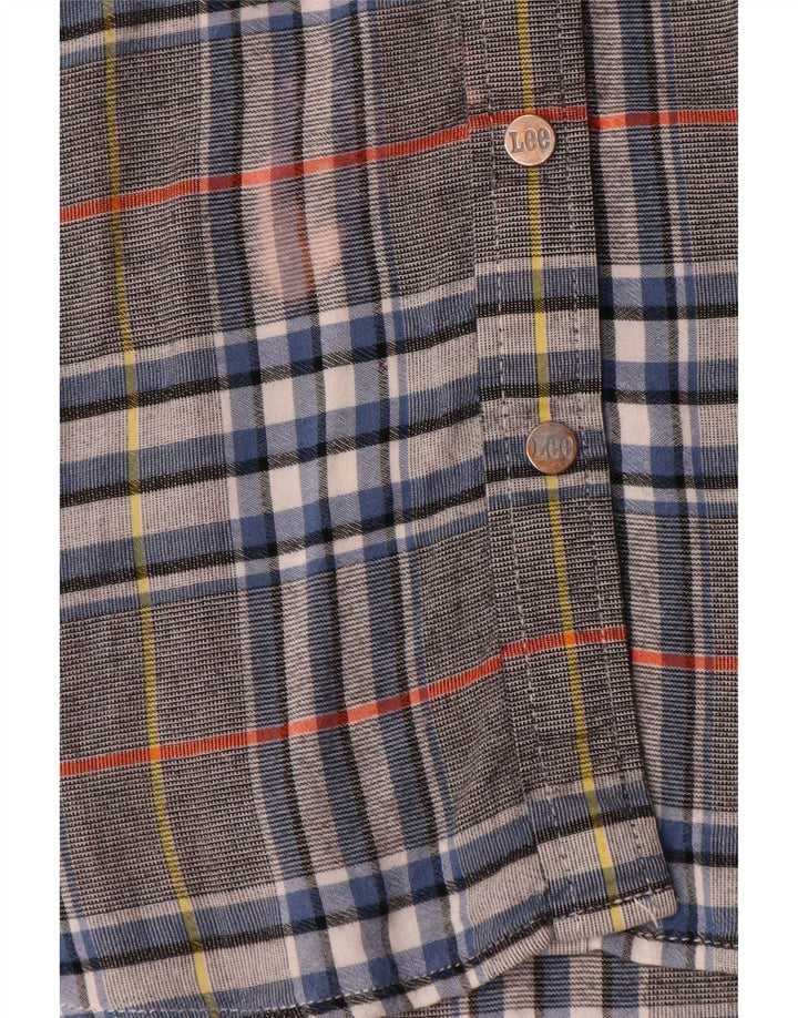Camisa de franela para mujer Lee UK 46 Large Grey Plaid Viscose