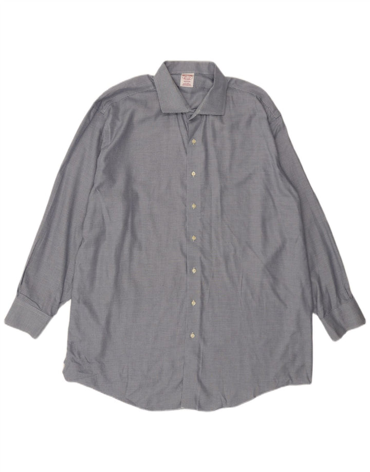 BROOKS BROTHERS Camisa Madison para hombre Talla 18 1/2 2XL Algodón de pata de gallo azul