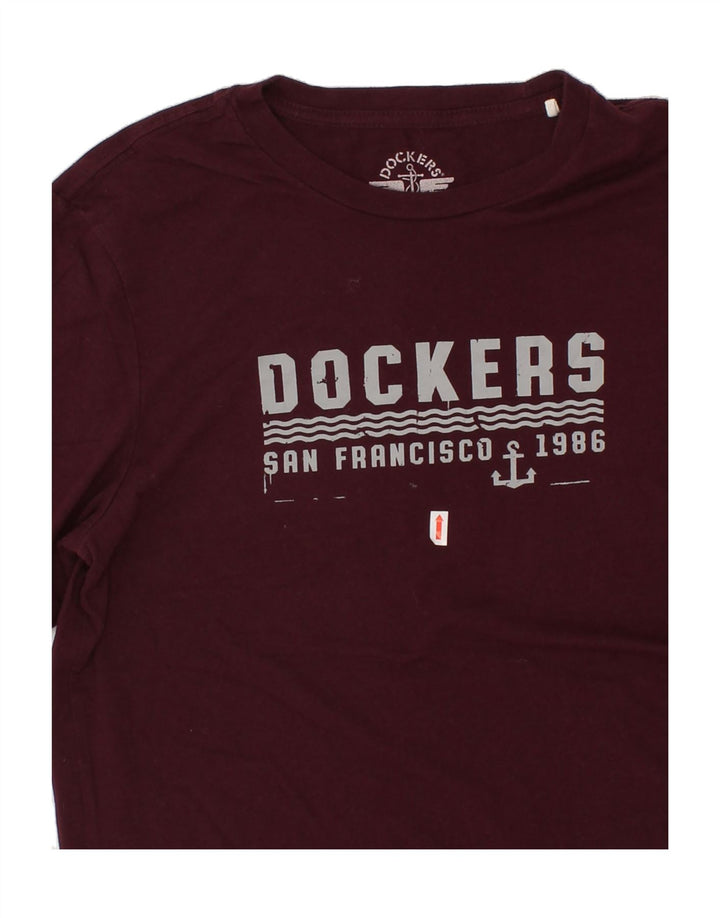 DOCKERS Mens Graphic T-Shirt Top Small Burgundy Vintage Dockers and Second-Hand Dockers from Messina Hembry 