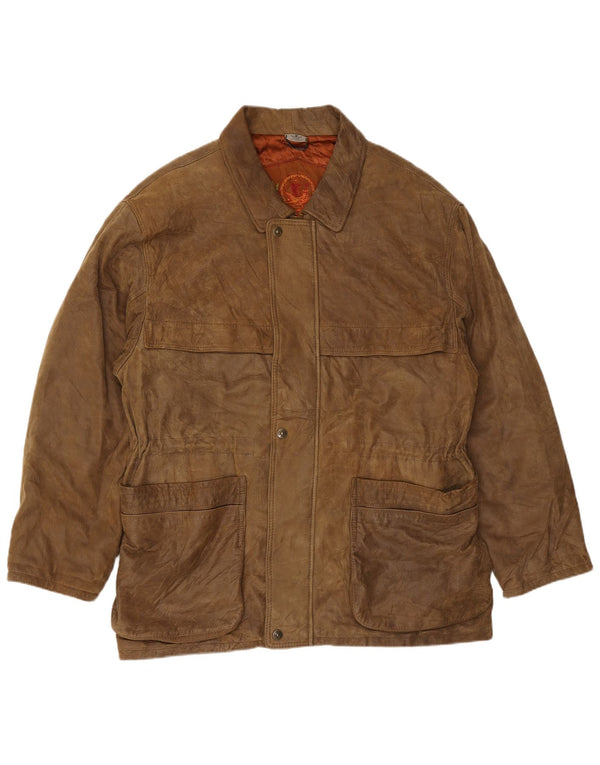 Essebi Chaqueta de cuero para hombre IT 54 2XL Cuero marrón