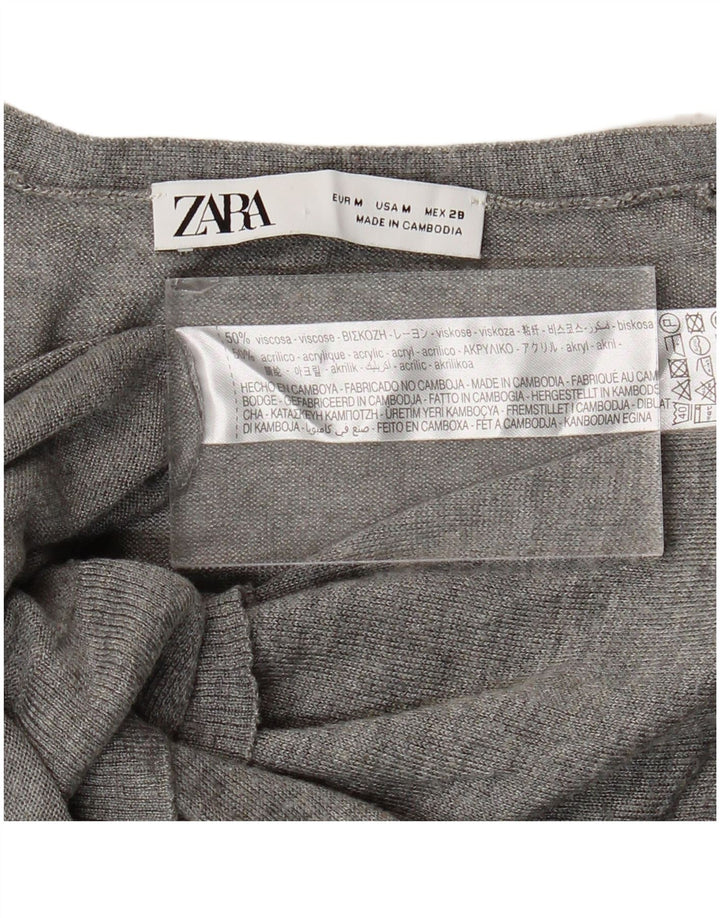 Zara Mujer Cárdigan Suéter UK 44 Viscosa Gris Medio