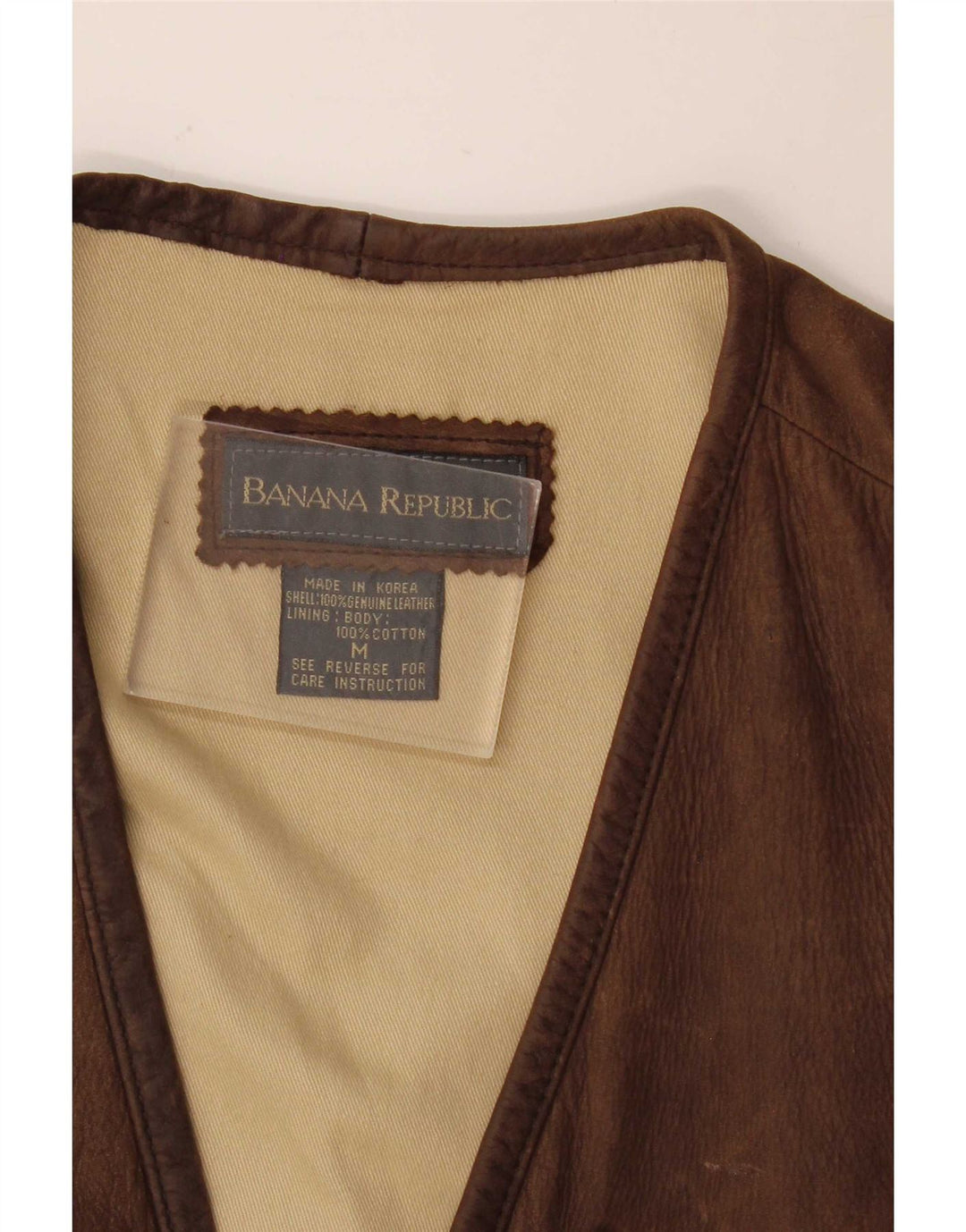 Banana Republic Chaleco de cuero para hombre UK 38 Marrón medio