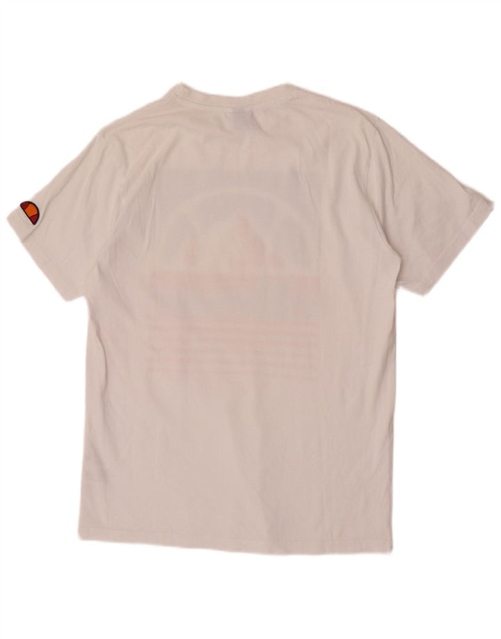 Ellesse - Camiseta gráfica para hombre, talla pequeña, algodón blanco
