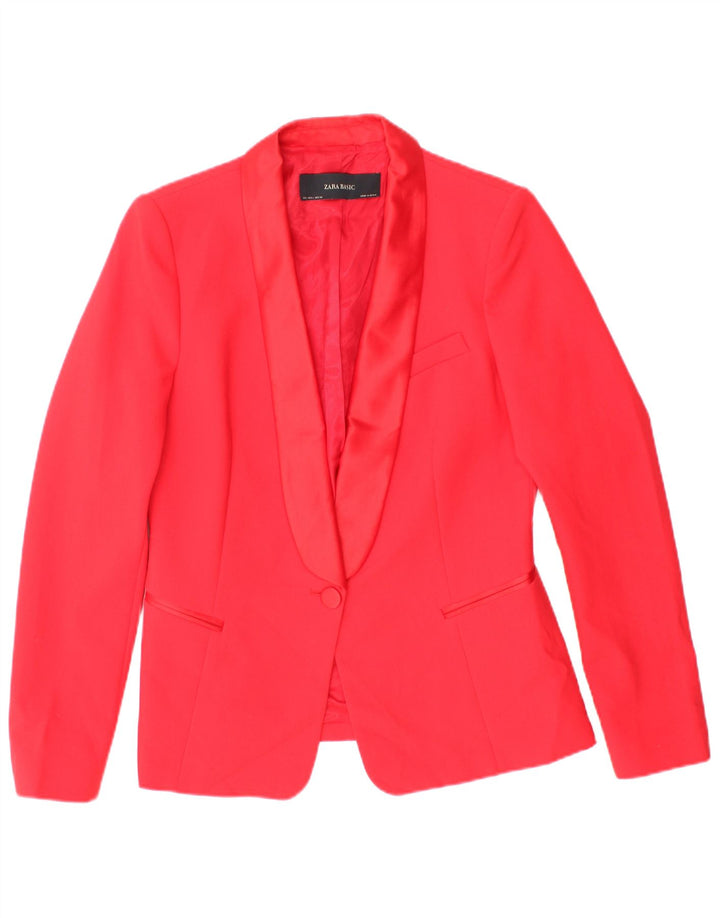 ZARA Chaqueta Blazer De 1 Botón Para Mujer UK 44 Grande Poliéster Rojo