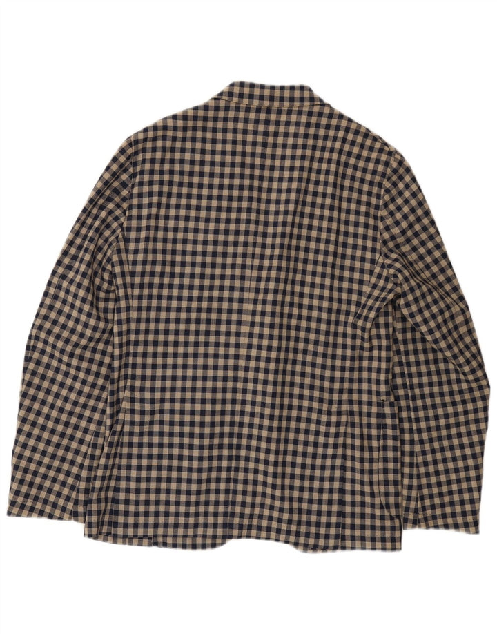 Angelico Chaqueta tipo blazer de 2 botones para hombre IT 50 Large Beige Gingham Wool