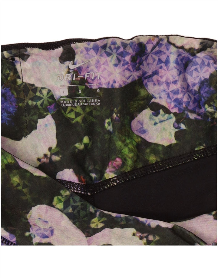 Nike - Leggings capri Dri Fit para mujer, talla 40, talla grande, color negro y floral