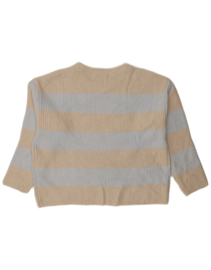 Marks & Spencer Suéter de cuello redondo para mujer UK 44 Mediano Beige Rayas