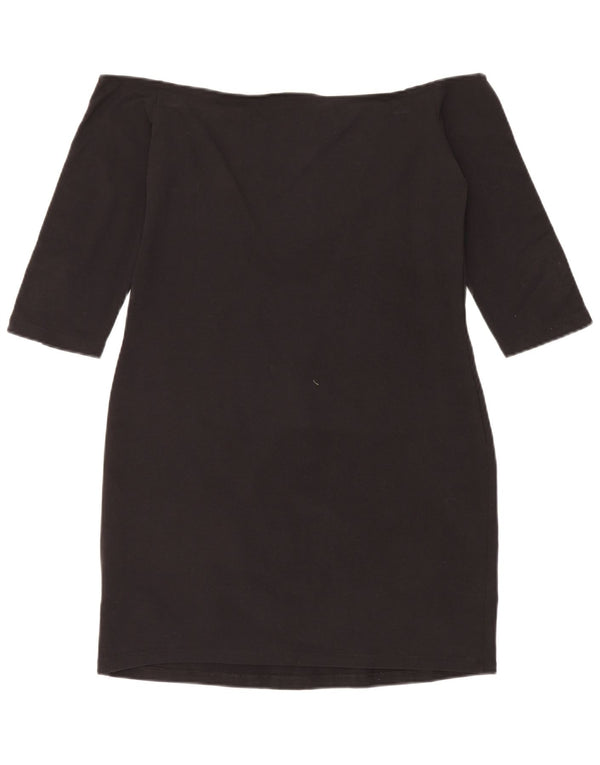 Adidas Vestido de manga 3/4 con hombros descubiertos para mujer UK 40 XL Negro Algodón Deportes