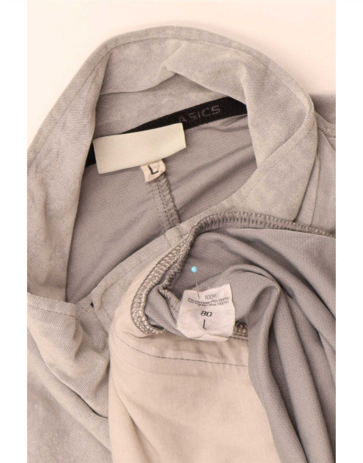 Asics Mens Velour Chándal Top Chaqueta Grande Gris Rayas Poliéster
