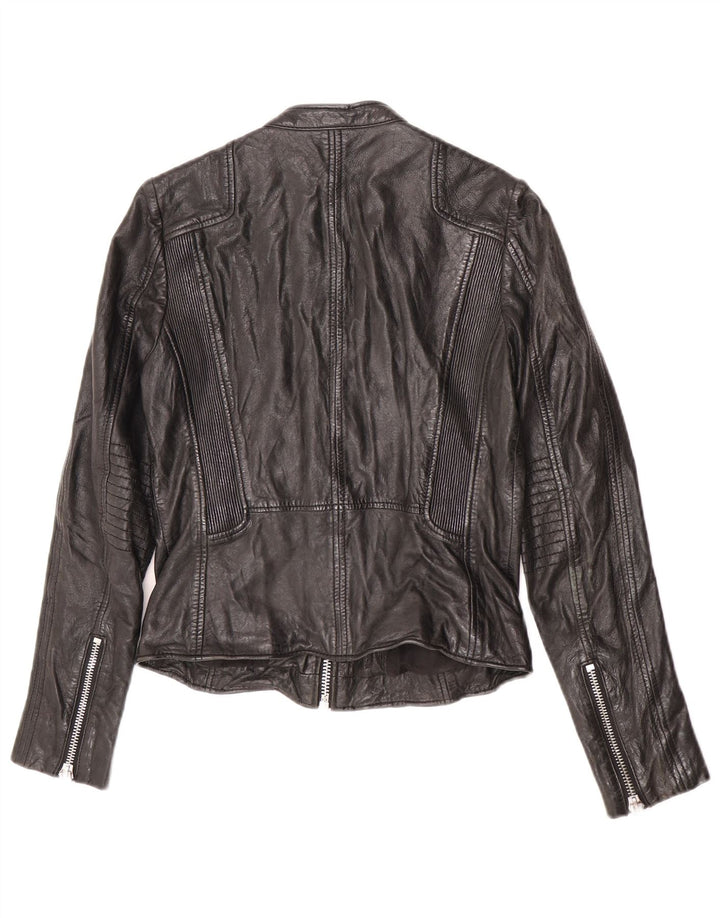 Gipsy Chaqueta de cuero para mujer UK 10 Small Black Leather