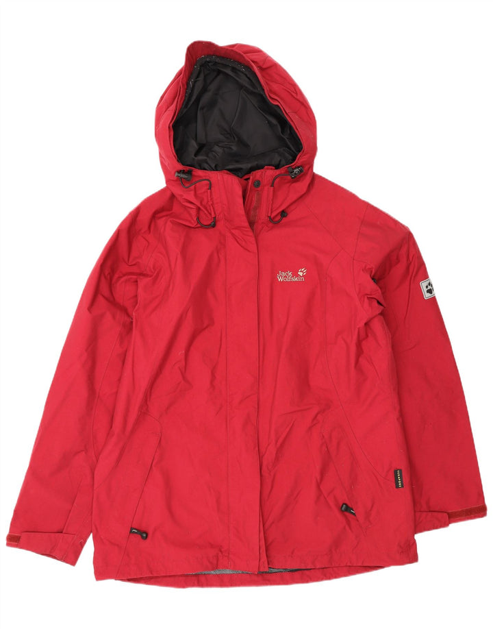 Jack Wolfskin Chaqueta impermeable con capucha para mujer UK 40/40 Grande Poliamida roja