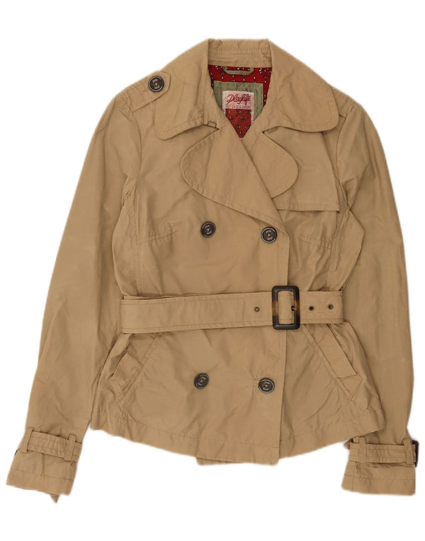 Playlife Gabardina corta para mujer UK 10 Small Algodón beige