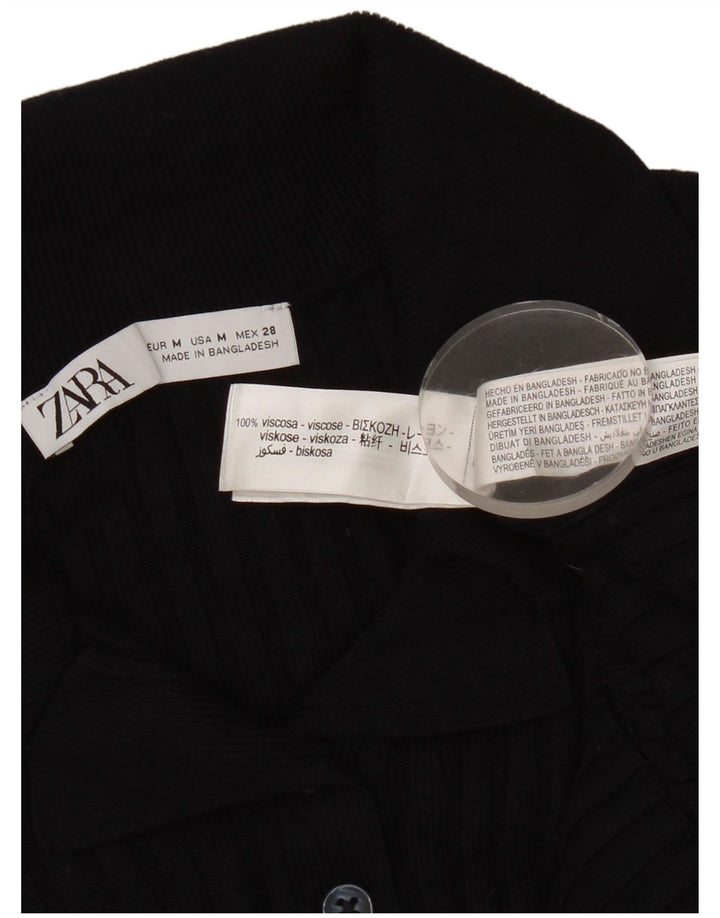 Zara Mujer Crop Top UK 42 Medio Azul Marino Viscosa