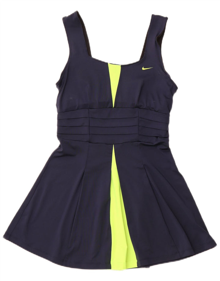 NIKE Traje de baño Dri Fit para mujer UK 40 Mediano Azul marino Colorblock Poliéster