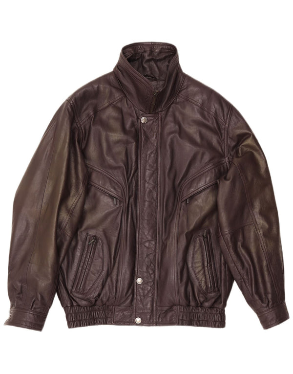 Chaqueta de cuero vintage para hombre IT 48 cuero marrón medio