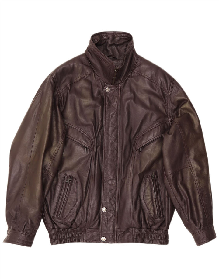 Chaqueta de cuero vintage para hombre IT 48 cuero marrón medio