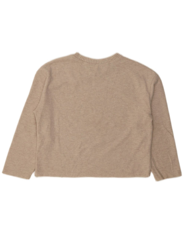 Zara Mujer Blusa Holgada Top UK 44 Algodón Beige Medio