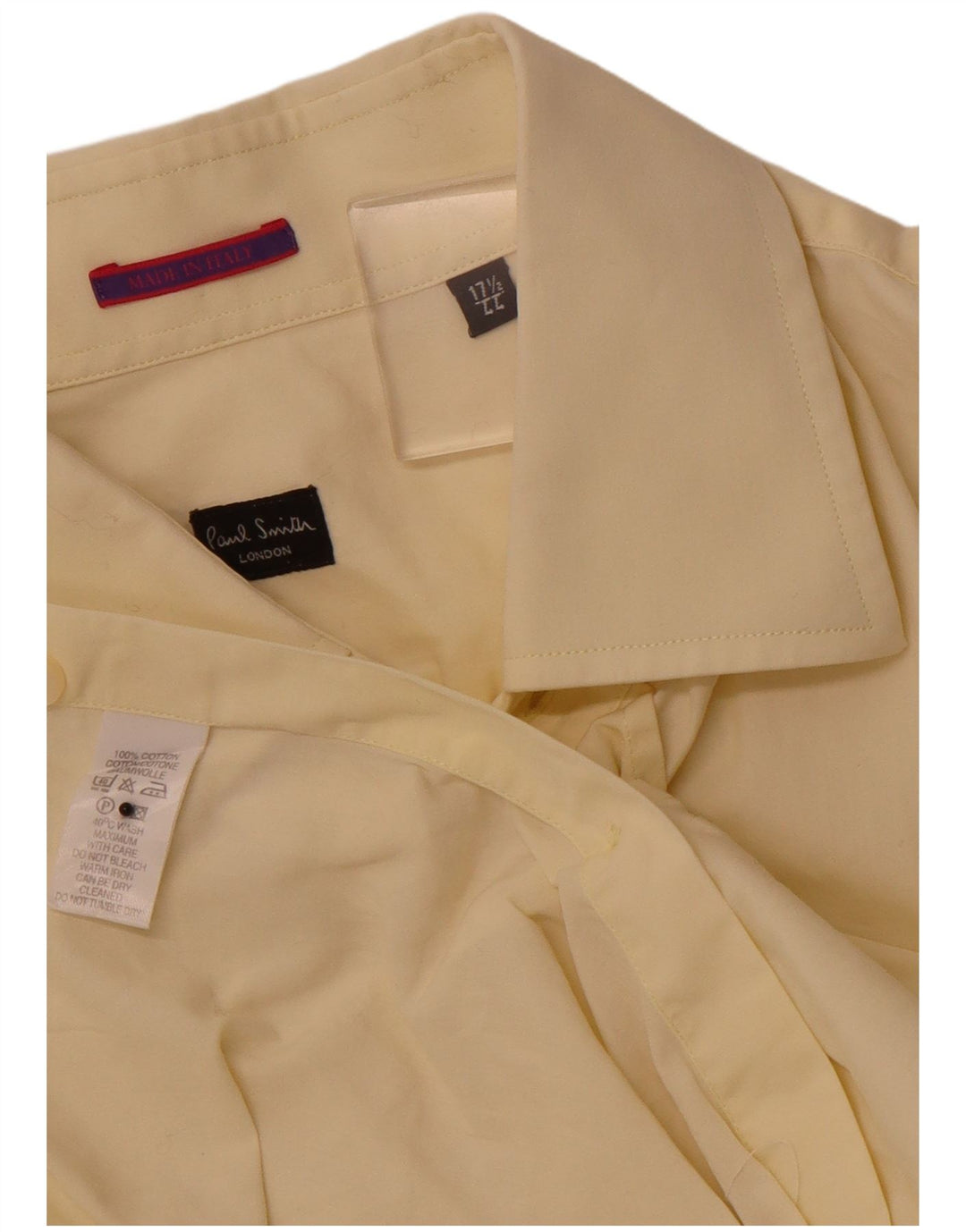 PAUL SMITH Camisa para hombre Talla 17 1/2 44 XL Algodón amarillo