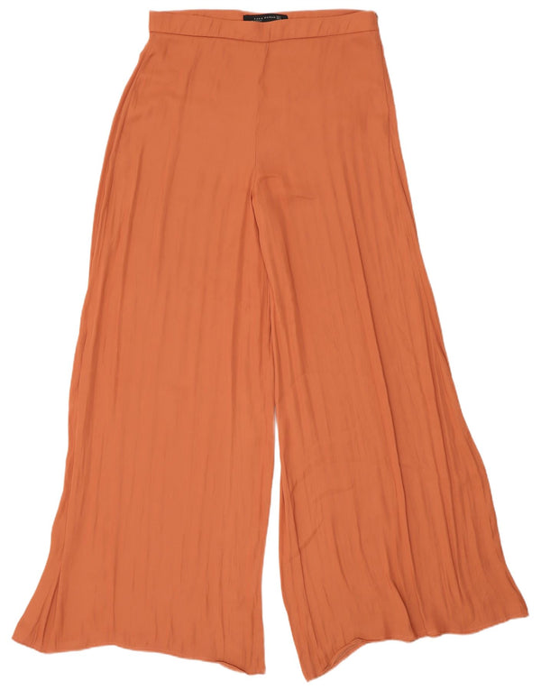 Zara Mujer Pantalones Casuales De Pierna Ancha Mediano W28 L30 Naranja