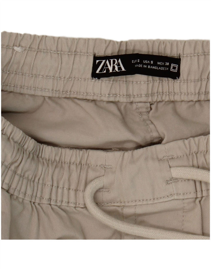 Zara Mens Joggers Cargo Pantalones Pequeños W30 L26 Beige