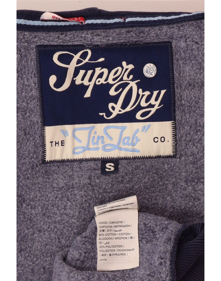 SUPERDRY Jersey con capucha gráfica para mujer UK 10 Small Azul marino Algodón