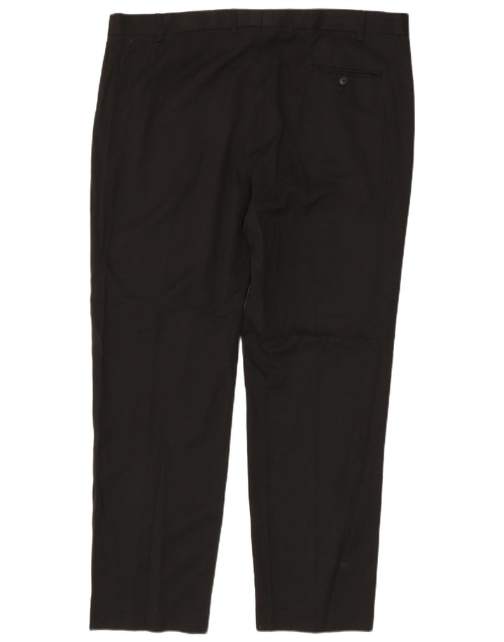 Marks & Spencer Pantalón de traje regular recto para hombre W42 L33 Poliéster negro