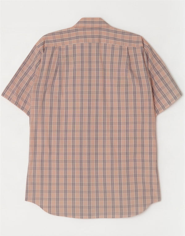 Hugo Boss Camisa de manga corta para hombre Talla 16 1/2 42 Cuadros multicolores grandes