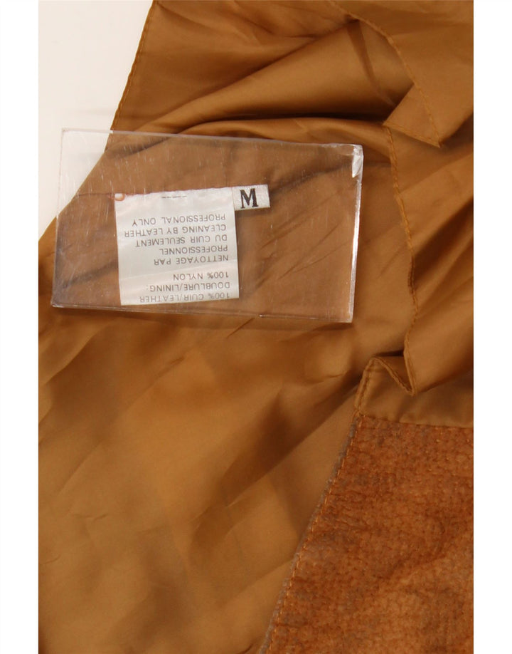 Vintage mujer chaleco Reino Unido 12 cuero marrón medio