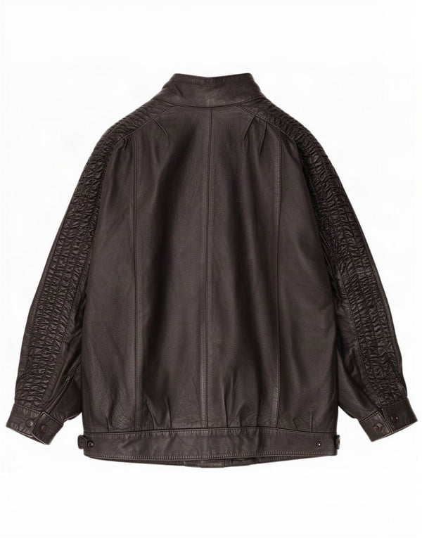 John Paterson Chaqueta de cuero holgada para mujer UK 40 XL Negro