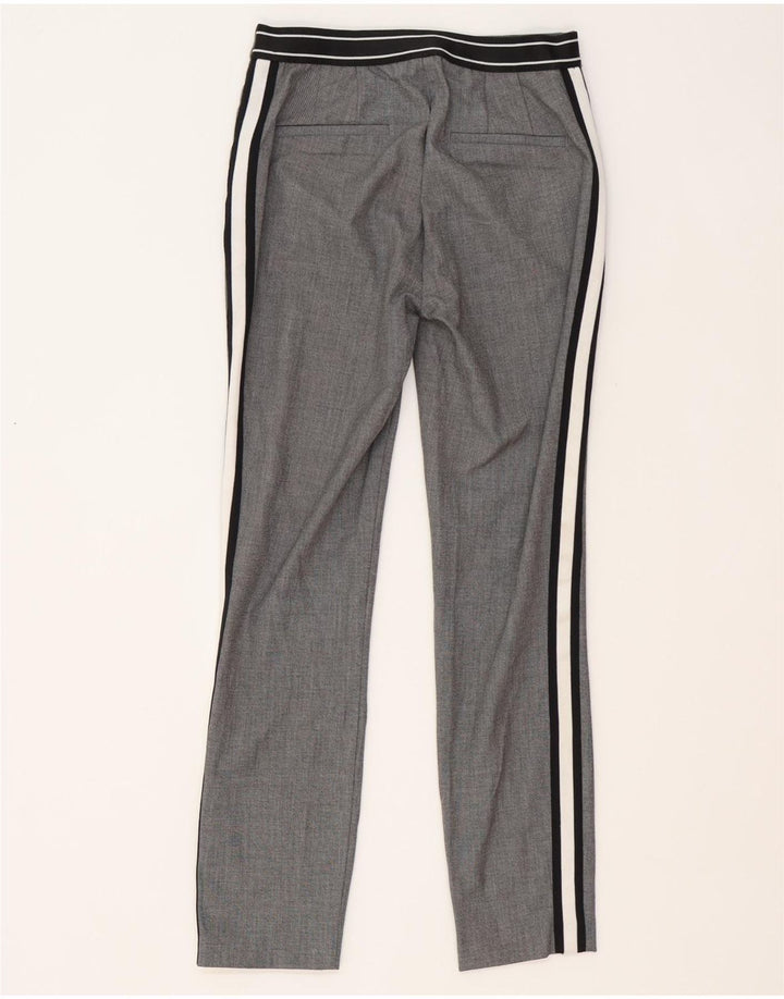 Zara Mujer Pantalón Chino Slim Small W26 L27 Poliéster A Rayas Gris