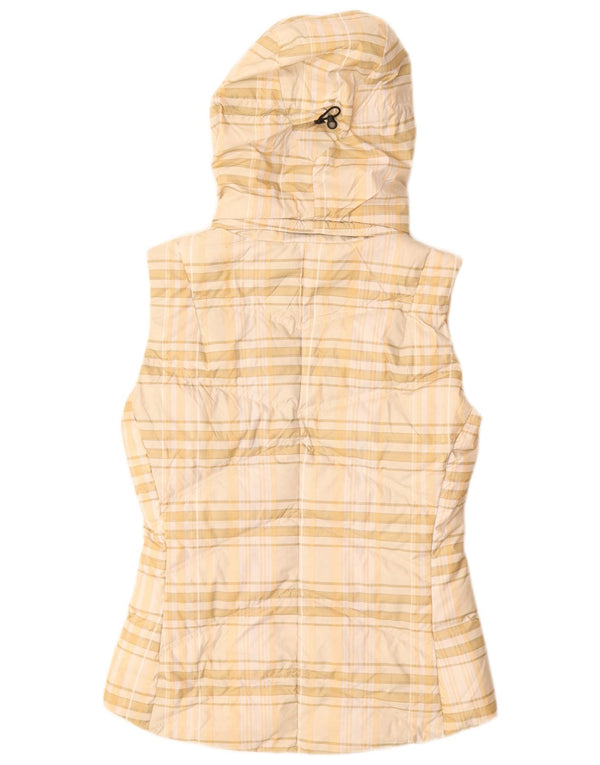 PATAGONIA Chaleco acolchado con capucha para mujer UK 6 XS Poliéster a cuadros beige