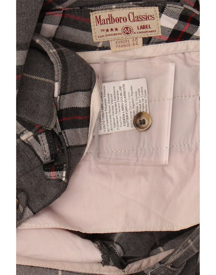 MARLBORO CLASSICS Pantalones casuales rectos para mujer W34 L27 Cuadros grises