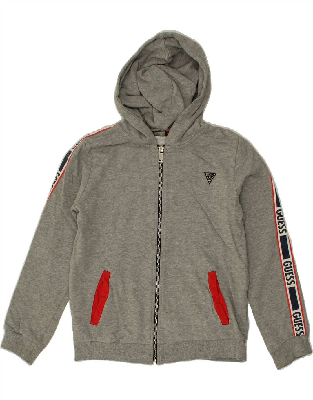 GUESS Boys Graphic Zip Hoodie Sweater 9-10 Years Grey Vintage Guess and Second-Hand Guess from Messina Hembry 