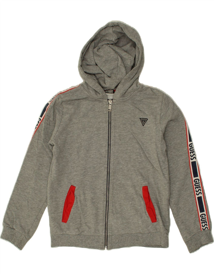 GUESS Boys Graphic Zip Hoodie Sweater 9-10 Years Grey Vintage Guess and Second-Hand Guess from Messina Hembry 