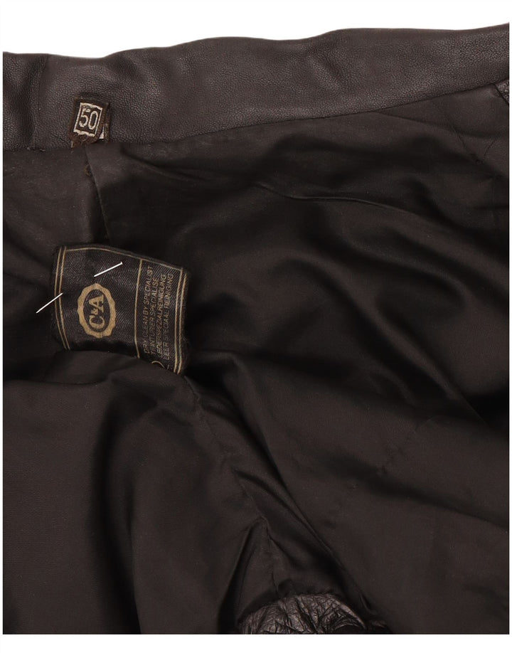 C & A Chaqueta de cuero holgada para hombre EU 50 Cuero negro grande