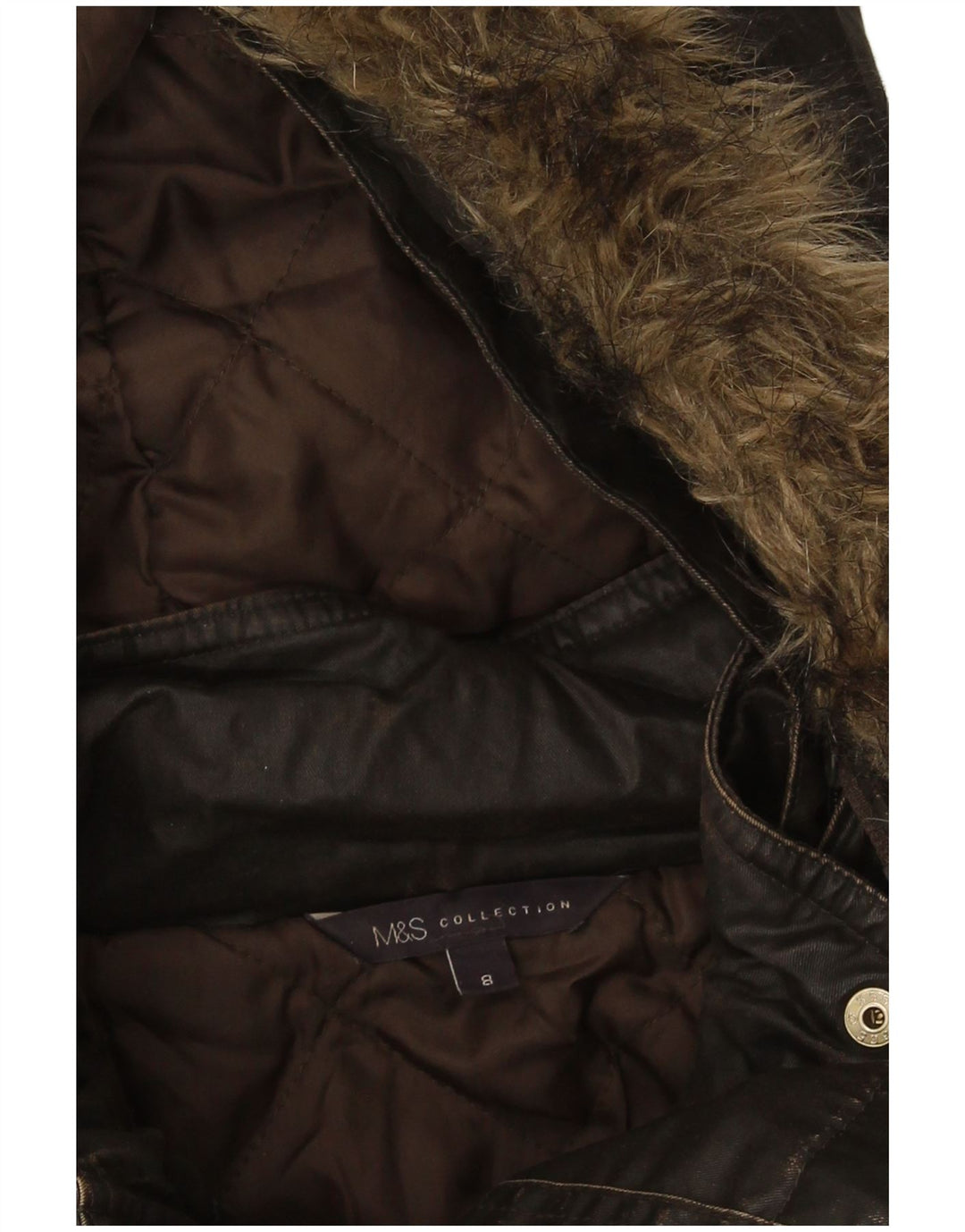 Marks & Spencer Chaqueta de algodón encerado con capucha para mujer UK 8 Small Khaki